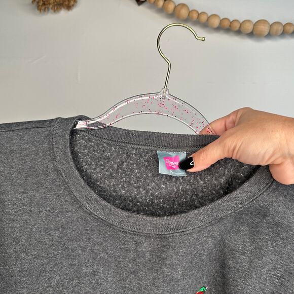 Hanes Gray Goofy Donald Christmas Embroidered Crewneck - Picture 4 of 4